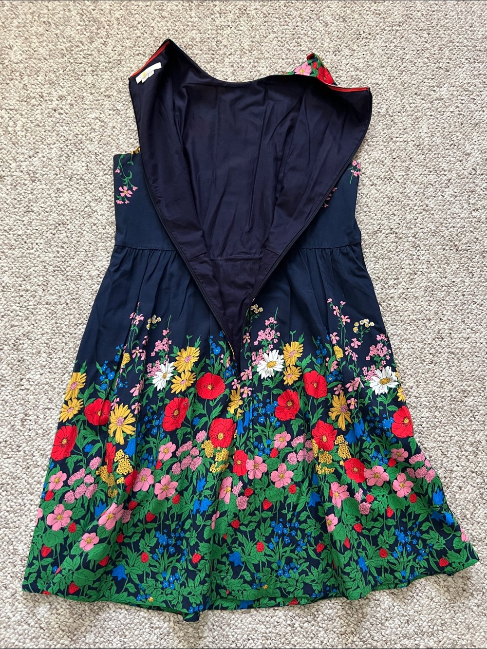 Boden  Navy Floral Sleeveless Dress with pockets - Picture 4 of 4